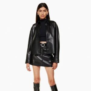 ARITZIA | Babaton Pelli Hip Shirt Vegan Leather Jacket in Black S